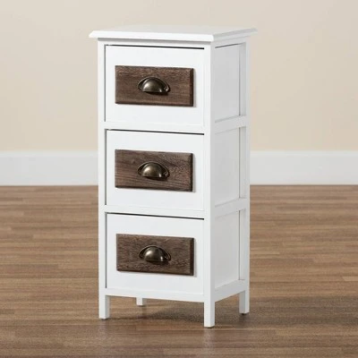 Fanning Two-Tone Wood 3 Drawer Storage Unit White/Brown - Baxton Studio 9 Fanning Two-Tone Wood 3 Drawer Storage Unit White/Brown - Baxton Studio - Image 7