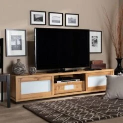 Gerhardine Wood 1 Drawer TV Stand For TVs Up To 65" Oak Brown/Black - Baxton Studio -Home Furniture Shop-Baxton Studio GUEST b2fd6a34 6d19 43c7 8428 b215be0274c7