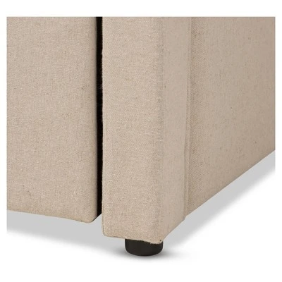 Parkson Modern And Contemporary Linen Fabric Curved Notched Corners Sofa Daybed With Roll - Out Trundle Guest Bed - Twin - Baxton Studio 5 Parkson Modern And Contemporary Linen Fabric Curved Notched Corners Sofa Daybed With Roll - Out Trundle Guest Bed - Twin - Baxton Studio - Image 3