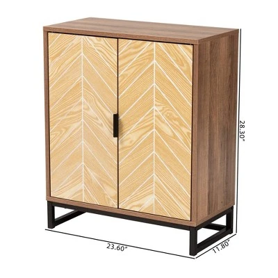 Josephine Two-Tone Wood And Metal 2 Door Storage Cabinet Walnut Brown/White/Black - Baxton Studio 11 Josephine Two-Tone Wood And Metal 2 Door Storage Cabinet Walnut Brown/White/Black - Baxton Studio - Image 9
