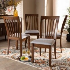 Set Of 4 Minette Fabric Upholstered Walnut Finished Dining Chairs Gray/Walnut - Baxton Studio -Home Furniture Shop-Baxton Studio GUEST b3983594 ad85 4da7 b0bd 811d521cd65b