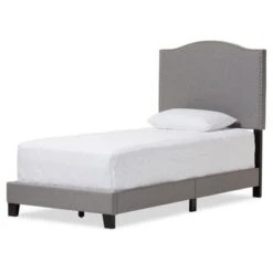 Twin Benjamin Modern And Contemporary Linen Upholstered Arched Platform Bed With Nailhead - Baxton Studio 13 Twin Benjamin Modern And Contemporary Linen Upholstered Arched Platform Bed With Nailhead - Baxton Studio -Home Furniture Shop-Baxton Studio GUEST b4f2d1f0 5598 4c01 b574 f4497285e771