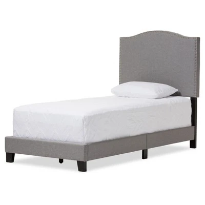 Twin Benjamin Modern And Contemporary Linen Upholstered Arched Platform Bed With Nailhead - Baxton Studio 8 Twin Benjamin Modern And Contemporary Linen Upholstered Arched Platform Bed With Nailhead - Baxton Studio - Image 6
