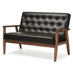 Sorrento Mid-Century Retro Modern Faux Leather Upholstered Wooden 2 Seater Loveseat - Baxton Studio 10 Sorrento Mid-Century Retro Modern Faux Leather Upholstered Wooden 2 Seater Loveseat - Baxton Studio -Home Furniture Shop-Baxton Studio GUEST b5df5a67 624b 44bf 842e cbfb7efc9bb8