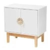Kamana Two-Tone Wood And Metal 2 Door Storage Cabinet White/Gold/Oak Brown - Baxton Studio -Home Furniture Shop-Baxton Studio GUEST b6623c2d 92db 4996 9561 3d89c741cce5