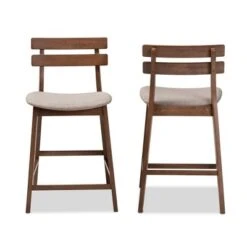 Set Of 2 Larine Wood Counter Height Barstools - Baxton Studio