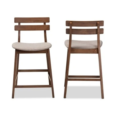 Set Of 2 Larine Wood Counter Height Barstools - Baxton Studio 3 Set Of 2 Larine Wood Counter Height Barstools - Baxton Studio