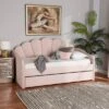 Timila Velvet Fabric Upholstered Daybed With Trundle Light Pink - Baxton Studio 1 Timila Velvet Fabric Upholstered Daybed With Trundle Light Pink - Baxton Studio -Home Furniture Shop-Baxton Studio GUEST b71188c9 a773 48b3 b24a f1b0a440ca99