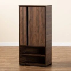 Raina Two-Tone Wood 2 Door Shoe Storage Cabinet Walnut Brown/Black - Baxton Studio -Home Furniture Shop-Baxton Studio GUEST b726f53c 13e6 4131 828e 50e1dbd03453