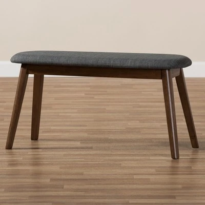 Baxton Studio Easton Mid Century Modern Walnut Finished Wood Fabric Upholstered Bench 8 Baxton Studio Easton Mid Century Modern Walnut Finished Wood Fabric Upholstered Bench - Image 6