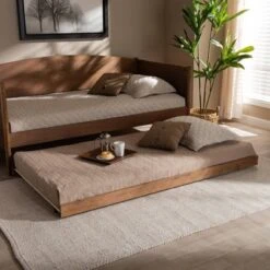 Twin Veles Trundle Bed Ash Walnut - Baxton Studio -Home Furniture Shop-Baxton Studio GUEST b83a5ff6 fec6 495f bc6a 33172e575886