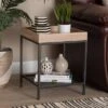 Overton Wood And Metal End Table Oak/Black - Baxton Studio -Home Furniture Shop-Baxton Studio GUEST b8f2c8ea 752a 49af aba9 4e25f866d4a3