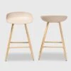 Set Of 2 Mairi Plastic And Wood Counter Height Barstools Beige/Natural - Baxton Studio