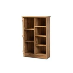 1 Door Eren Farmhouse Natural Wood Shoe Cabinet Brown - Baxton Studio