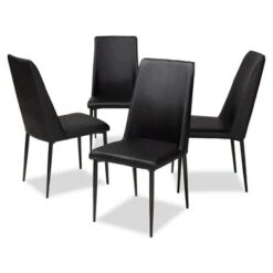 Set Of 4 Chandelle Modern And Contemporary Faux Leather Upholstered Dining Chairs - Baxton Studio -Home Furniture Shop-Baxton Studio GUEST ba415cca aa00 4311 ae15 ffec7d742227