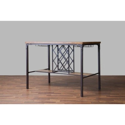 Vintner Pub Counter Height Dining Set Black/Brown - Baxton Studio 9 Vintner Pub Counter Height Dining Set Black/Brown - Baxton Studio - Image 7