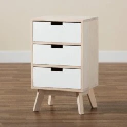 Halian Two-Tone Wood 3 Drawer Nightstand White/Light Brown - Baxton Studio -Home Furniture Shop-Baxton Studio GUEST baf7332a 27e8 4687 b6c6 3282f947cfc3