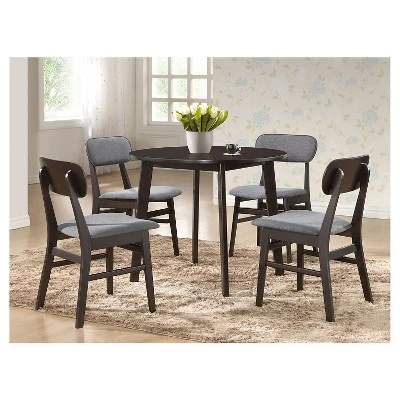 Debbie Mid-Century Wood Round Dining Table - Dark Brown - Baxton Studio 4 Debbie Mid-Century Wood Round Dining Table - Dark Brown - Baxton Studio - Image 2