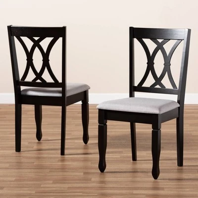 2pc Reneau Upholstered Wood Dining Chair Set - Baxton Studio 8 2pc Reneau Upholstered Wood Dining Chair Set - Baxton Studio - Image 6