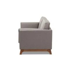 Baxton Studio Sava Fabric Upholstered Walnut Wood 2 Seater Loveseat Gray - BaxtonStudio -Home Furniture Shop-Baxton Studio GUEST bc3c8d55 bfb2 40c6 a7b7 2ebe09906830