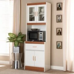 Laurana Kitchen Cabinet And Hutch - Baxton Studio -Home Furniture Shop-Baxton Studio GUEST bd086291 6a53 4f6b 8069 cd655783008b