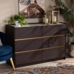 Walker Wood 6 Drawer Dresser With Faux Marble Top Dark Brown/Marble/Gold - Baxton Studio 16 Walker Wood 6 Drawer Dresser With Faux Marble Top Dark Brown/Marble/Gold - Baxton Studio -Home Furniture Shop-Baxton Studio GUEST bd08a538 6bbf 4fa7 ae44 72427a76e541