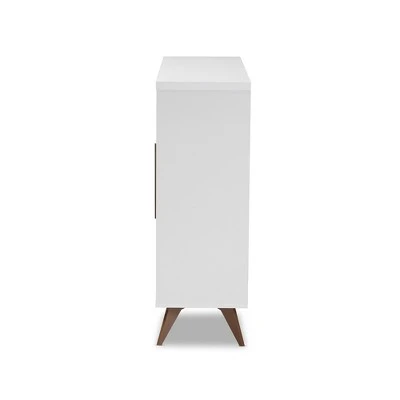 Baxton Studio Pietro Finished Wine Cabinet White/Brown - BaxtonStudio 5 Baxton Studio Pietro Finished Wine Cabinet White/Brown - BaxtonStudio - Image 3