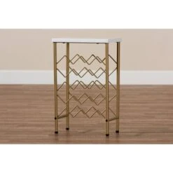 Ramona Metal Wine Rack With Faux Marble Tabletop Gold - Baxton Studio -Home Furniture Shop-Baxton Studio GUEST bef15b0a bd51 4ed8 89f5 b1c458a807b4
