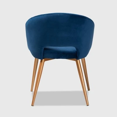 Vianne Velvet Upholstered Metal Dining Chair Navy Blue/Gold - Baxton Studio 5 Vianne Velvet Upholstered Metal Dining Chair Navy Blue/Gold - Baxton Studio - Image 3