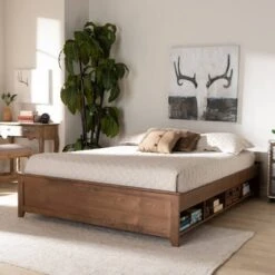 Anders Wood Platform Storage Bed Frame With Built-In Shelves Ash Walnut - Baxton Studio -Home Furniture Shop-Baxton Studio GUEST bf43d4a4 f33c 4f0c ab2e 5479eff381c3
