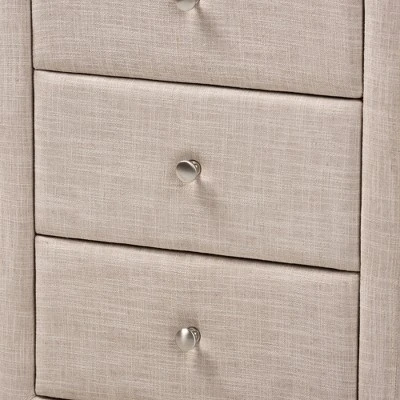 Tessa 3 Drawer Nightstand - Baxton Studio 5 Tessa 3 Drawer Nightstand - Baxton Studio - Image 3