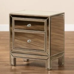Fadri 2 Drawers Mirrored Nightstand - Baxton Studio -Home Furniture Shop-Baxton Studio GUEST bf536c66 6ef0 403b beda dfba6e1aeff0