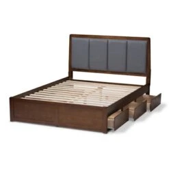 Brannigan Modern And Contemporary Fabric Upholstered Walnut Finished Storage Platform Bed Gray/Brown - Baxton Studio -Home Furniture Shop-Baxton Studio GUEST bf5ed7e2 a8b9 4edb a5a6 d7b130b9e57d