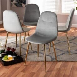 Set Of 4 Elyse Velvet Upholstered Metal Dining Chairs - Baxton Studio -Home Furniture Shop-Baxton Studio GUEST bf762598 d2ef 4988 bc20 837d647ca025