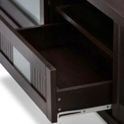 Gerhardine Wood Cabinet With 2 Sliding Doors And Drawer TV Stand For TVs Up To 85" Dark Brown - Baxton Studio -Home Furniture Shop-Baxton Studio GUEST bfb8c207 9c13 42d1 a30f 875b3fd1ebc8
