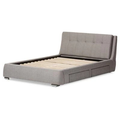 King Camile Modern And Contemporary Fabric Upholstered 4 Drawer Storage Platform Bed Gray - Baxton Studio 5 King Camile Modern And Contemporary Fabric Upholstered 4 Drawer Storage Platform Bed Gray - Baxton Studio - Image 3
