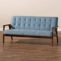 Asta Velvet Upholstered Wood Sofa Light Blue/Walnut - Baxton Studio 16 Asta Velvet Upholstered Wood Sofa Light Blue/Walnut - Baxton Studio -Home Furniture Shop-Baxton Studio GUEST c107c9b0 9d30 4087 83ea 1542c4109464
