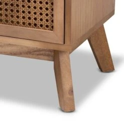 Baden Wood With Rattan 3 Drawer Nightstand Walnut Brown - Baxton Studio -Home Furniture Shop-Baxton Studio GUEST c133c27d 203c 4ec5 a74d 44e191657b28