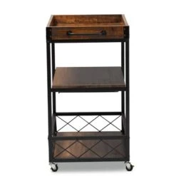 Capri Oak And Finished Mobile Metal Bar Cart With Stemware Rack Brown - Baxton Studio 17 Capri Oak And Finished Mobile Metal Bar Cart With Stemware Rack Brown - Baxton Studio -Home Furniture Shop-Baxton Studio GUEST c2483d77 0901 4108 a668 3d5532909de7