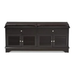 Leo Modern And Contemporary Wood 2 Drawer Shoe Storage Bench Dark Brown - Baxton Studio 13 Leo Modern And Contemporary Wood 2 Drawer Shoe Storage Bench Dark Brown - Baxton Studio -Home Furniture Shop-Baxton Studio GUEST c24def8a 1693 454e 852a 8b0c8b5841d5