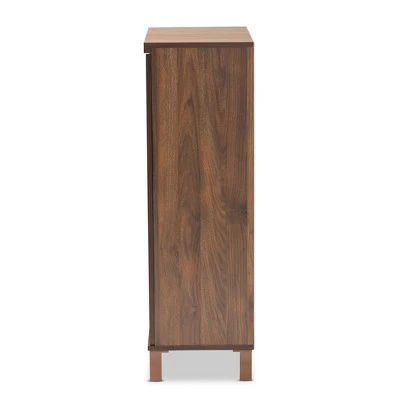 Talon Two-Tone Wood 2 Door Shoe Storage Cabinet Walnut Brown/Dark Gray - Baxton Studio 5 Talon Two-Tone Wood 2 Door Shoe Storage Cabinet Walnut Brown/Dark Gray - Baxton Studio - Image 3
