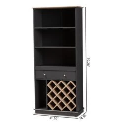 Baxton Studio Mattia And Oak Finished Wood Wine Cabinet Gray/Brown - BaxtonStudio