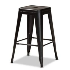 4pc Horton Metal Stackable Counter Stool Set - Baxton Studio