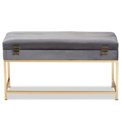 Aliana Velvet Fabric And Metal Large Ottoman Gold - Baxton Studio -Home Furniture Shop-Baxton Studio GUEST c37b5bd1 b4ef 4060 8c59 025b33357f3a
