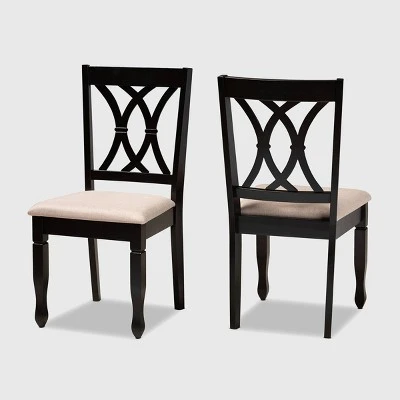 2pc Reneau Upholstered Wood Dining Chair Set - Baxton Studio 11 2pc Reneau Upholstered Wood Dining Chair Set - Baxton Studio - Image 9