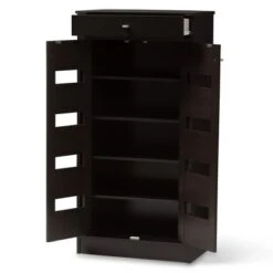 Acadia Modern And Contemporary Finished Shoe Cabinet Dark Brown - Baxton Studio