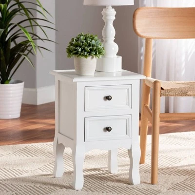 Caelan Wood 2 Drawer Nightstand White - Baxton Studio 7 Caelan Wood 2 Drawer Nightstand White - Baxton Studio - Image 5