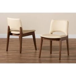 2pc Afton Faux Leather Upholstered And Wood Dining Chair Set - Baxton Studio -Home Furniture Shop-Baxton Studio GUEST c3ec71f2 eb54 4f44 b234 9fa6e0b4e321