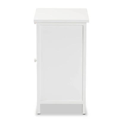 Sariah Wood Rattan 2 Door Nightstand White - Baxton Studio 8 Sariah Wood Rattan 2 Door Nightstand White - Baxton Studio - Image 6
