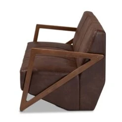 Christa Faux Leather Effect Fabric Upholstered Wood Sofa Dark Brown/Walnut Brown - Baxton Studio -Home Furniture Shop-Baxton Studio GUEST c46cf0ea b7d2 458a b7da 7f4e01df4f71